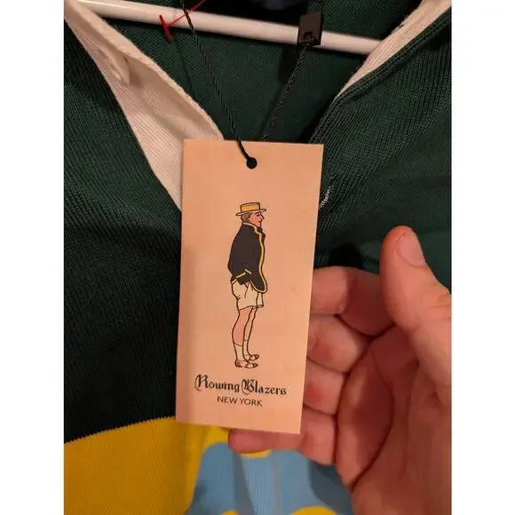 NWT Rowing Blazers Striped Rugby Shirt Green Yellow Blue S - Picture 4 of 10